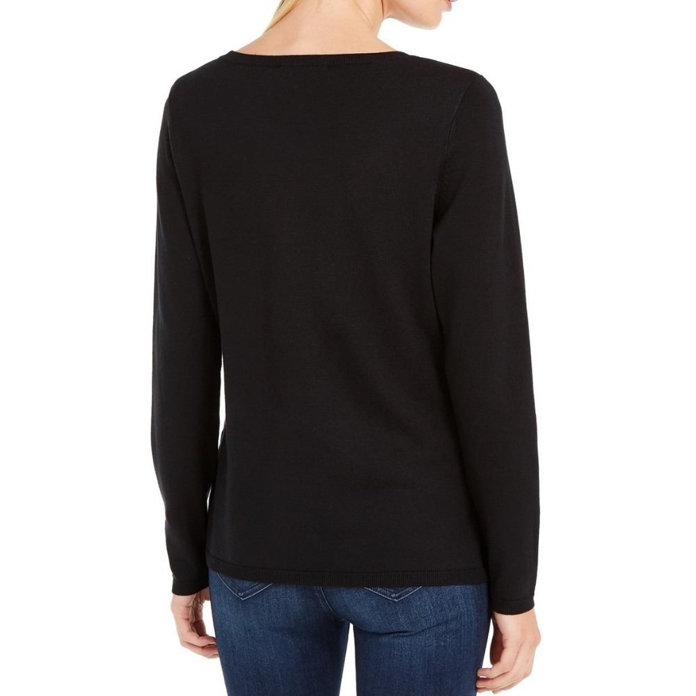NWT INC International Concepts Women's Sequin Star Sweater Black Size XS - Picture 3 of 5